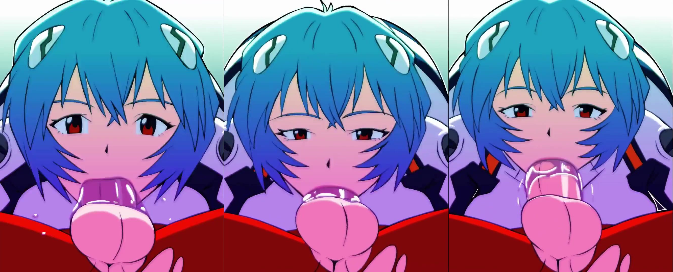 Short Haired Rei Ayanami Deepthroats A Huge Cock In Close-Up POV