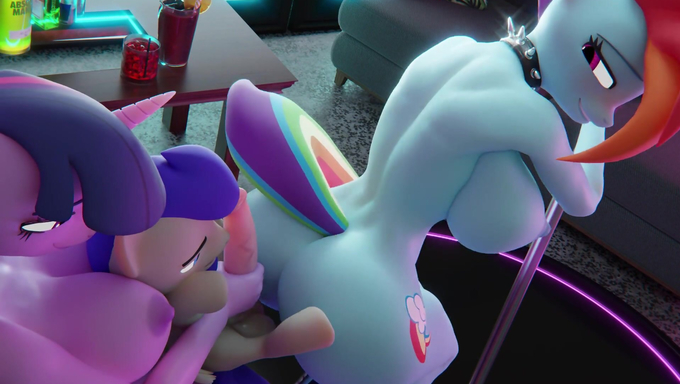 Rainbow Dash And Twilight Sparkle Teases A Midget Horse With A Monster Cock