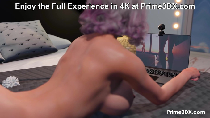 Big Tits Futanari Shoves Her Cock In Her Own Ass