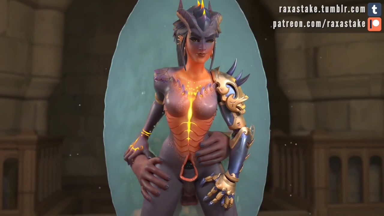 Dragon Symmetra Uses Her Water Portal To Take A Huge Cock And Drinks His Cum