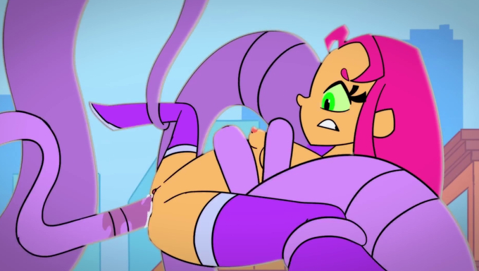 Starfire Gets Overpowered And Creampied By A Tentacled Monster In Battle
