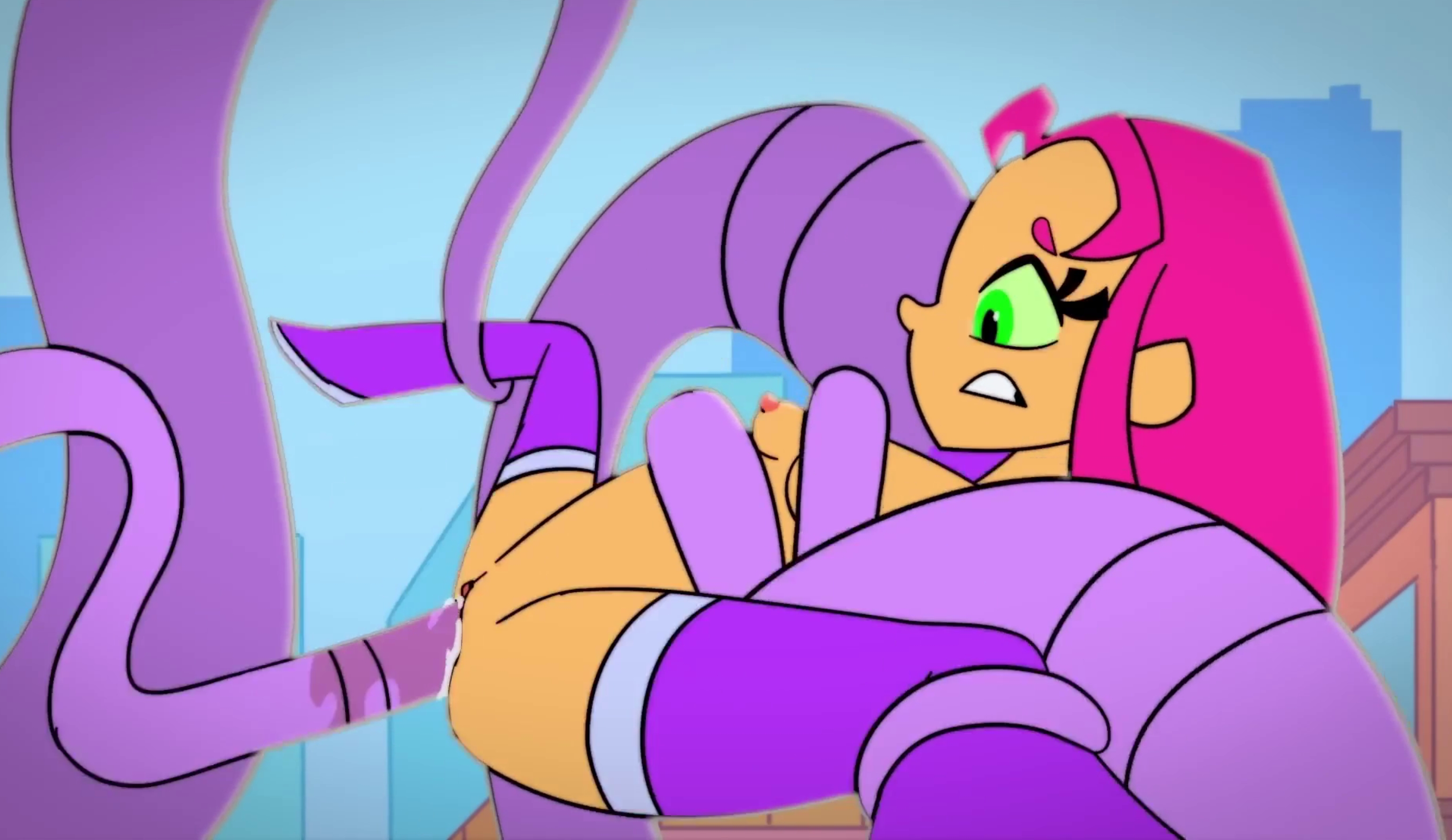 Starfire Gets Overpowered And Creampied By A Tentacled Monster In Battle