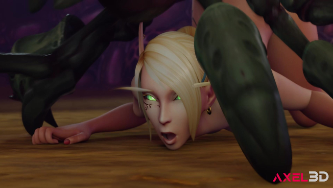 Blood Elf Girl Gets Impregnated By Two Giant Insects