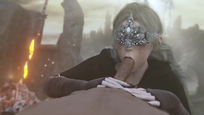 Fire Keeper Blows A Knight’s Cock On The Battlefield