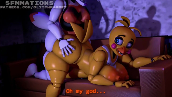 Lolbit Fills Toy Chica's Pussy With Cum During Their Movie Night