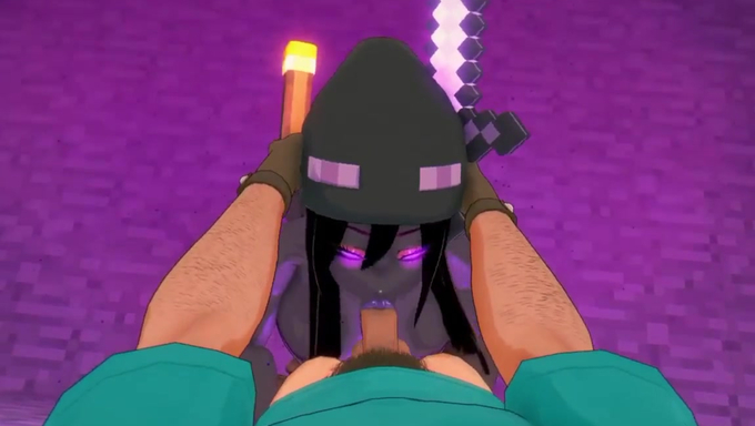 Ender Girl Ambushes Steve And Sucks Him Off During A Mining Session