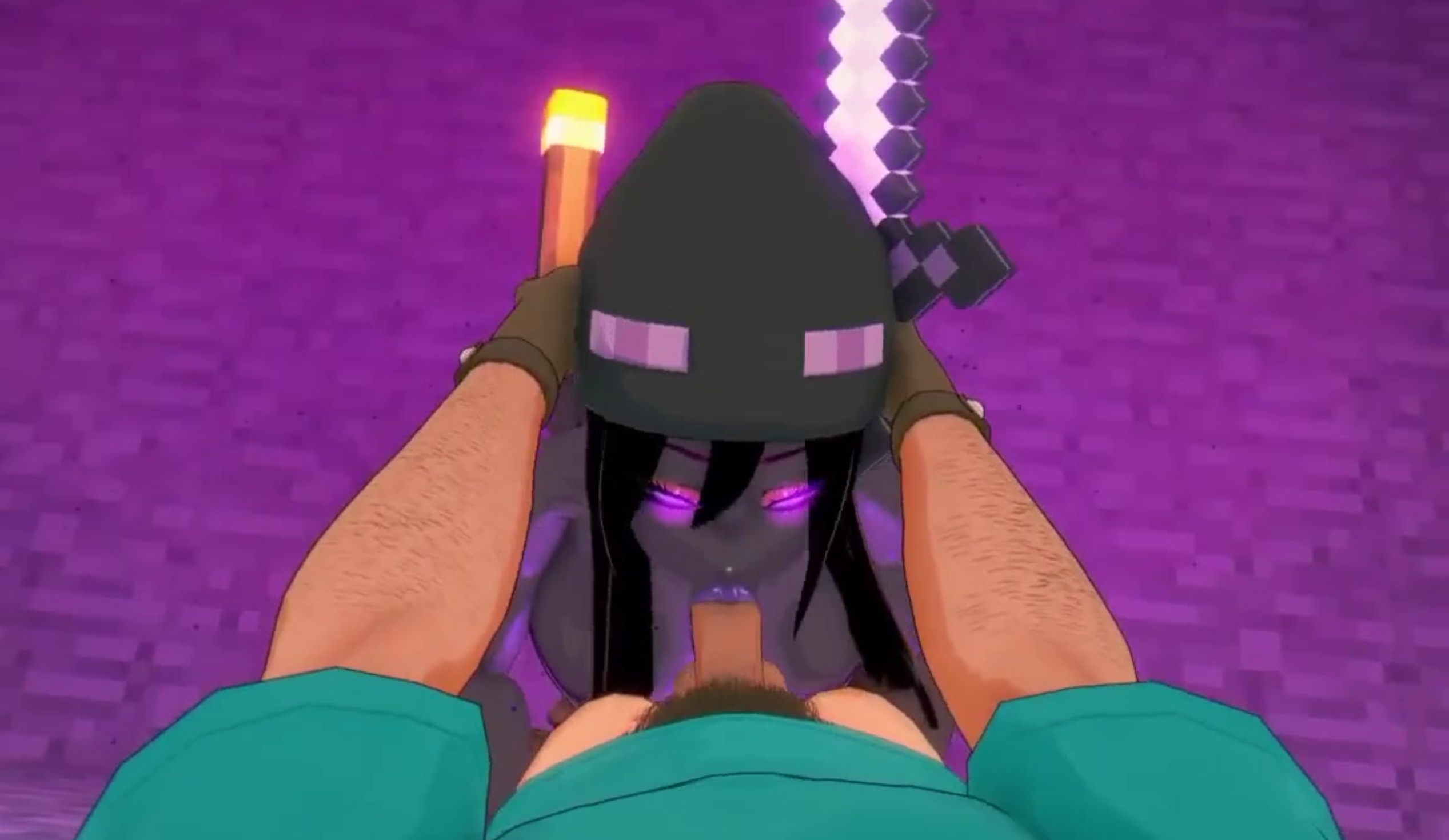 Ender Girl Ambushes Steve And Sucks Him Off During A Mining Session