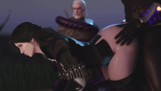 Yennefer Pleasures A BBC While Restrained Geralt Watches And Cuckolds