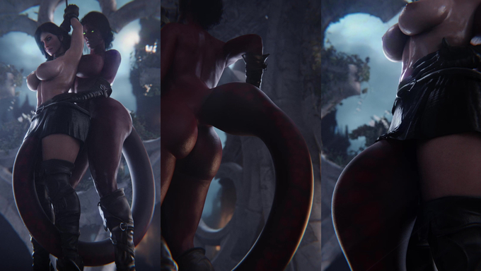 Yennefer Gets Penetrated By A Succubus While Tied Up