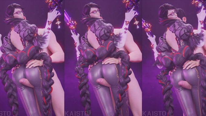 Bayonetta Gives A Guy A Thighjob While Holding Her Guns