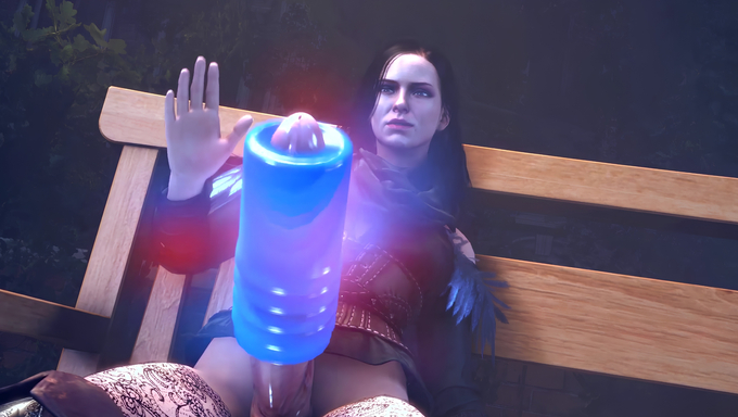 Sorceress Yennefer Strokes Her Futa Cock With A Toy And Drinks Her Cum