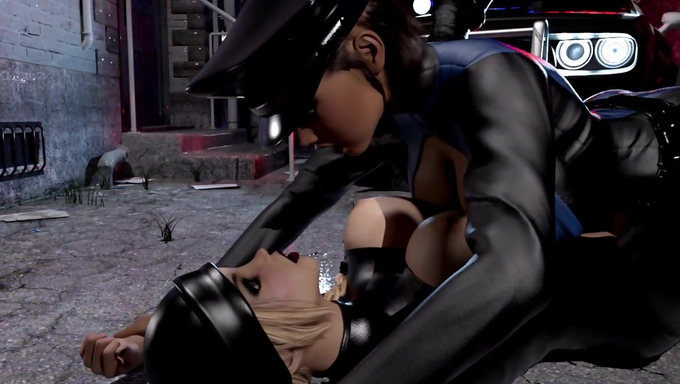 Futanari Policewoman With Big Dick Fucks A Criminal In The Street