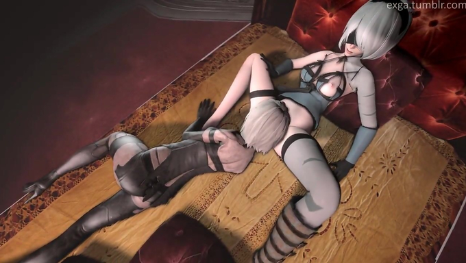 Dirty A2 Wildly Licks 2b's Cunt On The Bed