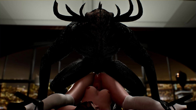 Busty Babe Gets Brutally Penetrated By A Demon Monster In Her Office