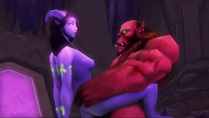 Draenei Gets Fucked Hard By An Orc On The Magic Circle