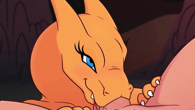 Female Busty Charizard Takes Human Cum In Her Mouth And Pussy
