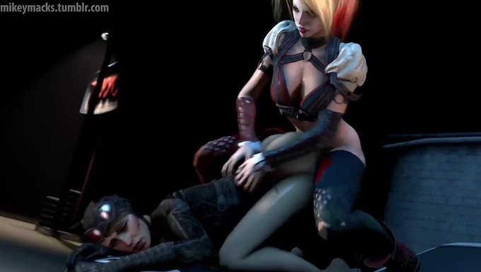Harley Quinn Pounds Catwoman On The Hood Of A Car