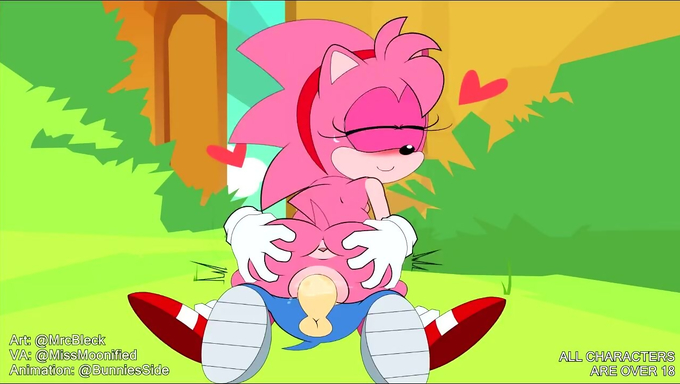 Amy Rose Moans As She Rides Sonic’s Cock In The Forest
