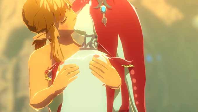 Link Gets Entangled With Princess Mipha On Top Of The Hill