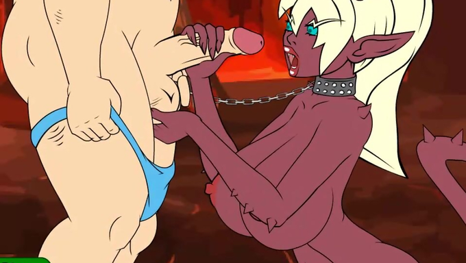Fat Guy Pumps His Thick Cum Into A Restrained Devil Elf Girl's Cunt