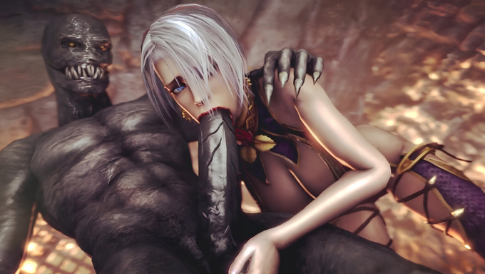 Ivy Valentine Sucks A Monster’s Cock After Getting Caught