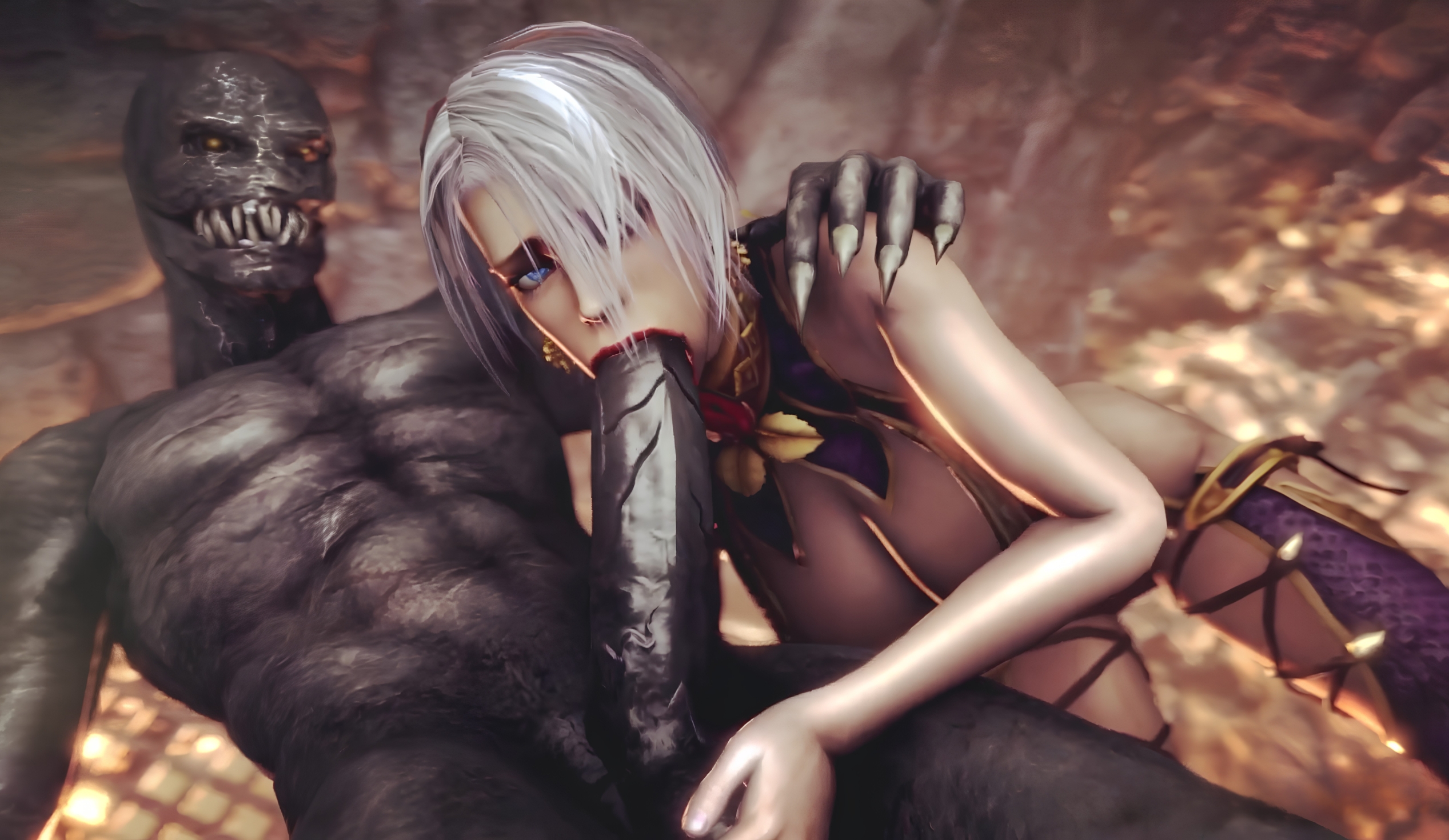 Ivy Valentine Sucks A Monster’s Cock After Getting Caught