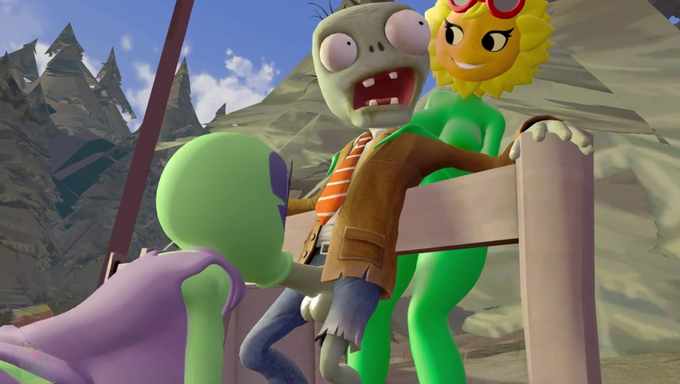 Green Shadow Kneels And Blows A Zombie’s Cock Outdoors