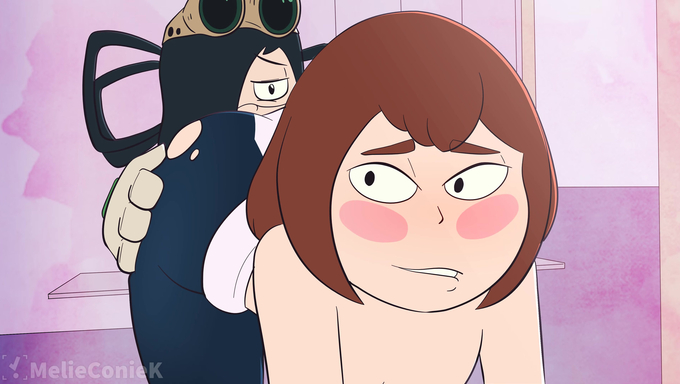 Ochaco Uraraka Bursts With Pussy Juice From Tsuyu Asui’s Long Tongue