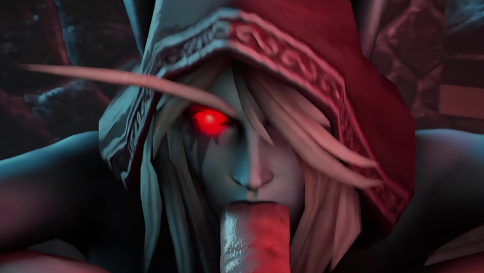 Sylvanas Windrunner Enjoys Slurping Her Captive’s Cock