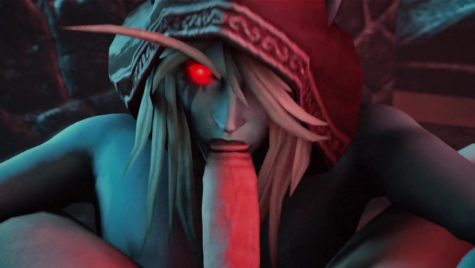 Sylvanas Windrunner Enjoys Slurping Her Captive’s Cock