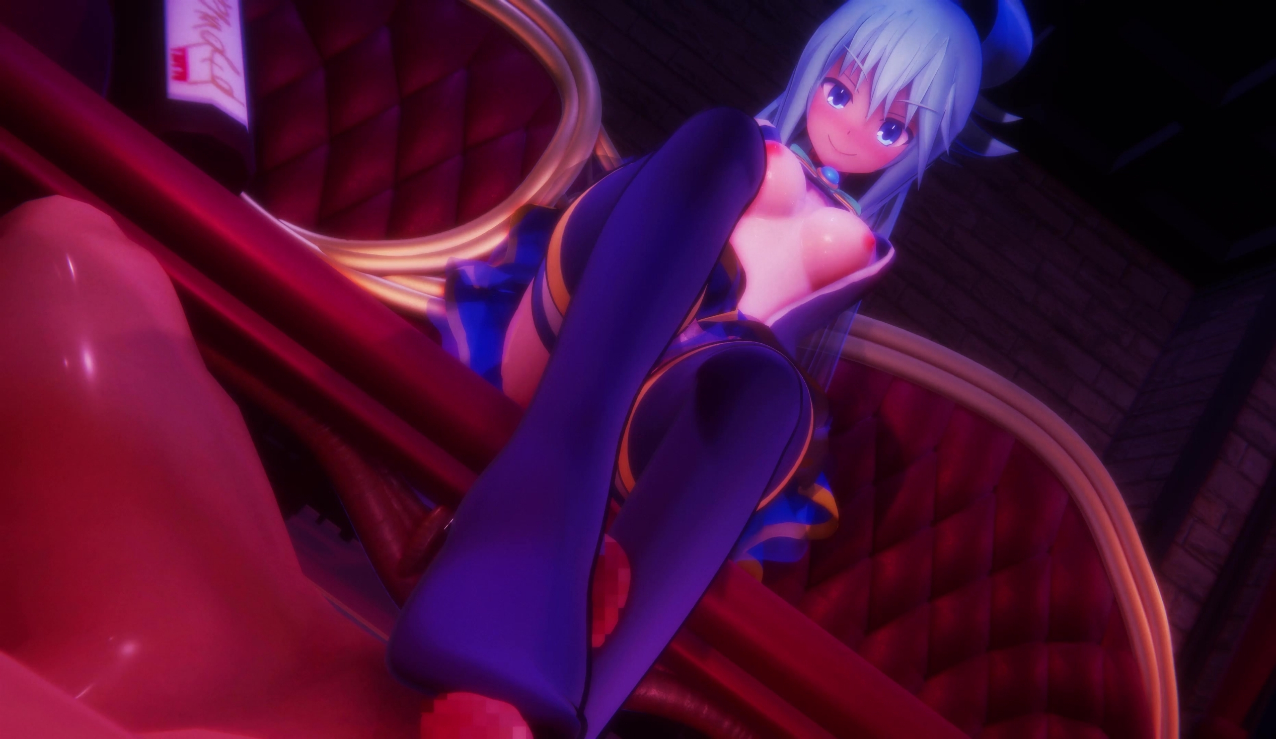 Aqua Grants The Human’s Wish By Slurping And Drinking His Cum