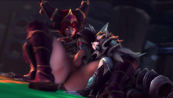 Alexstrasza Jerks Off Sylvanas Windrunner’s Cock While Banging Her