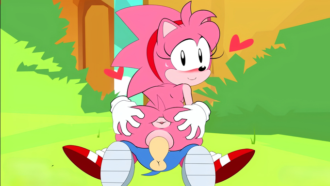 Amy Rose Moans As She Rides Sonic’s Cock In The Forest
