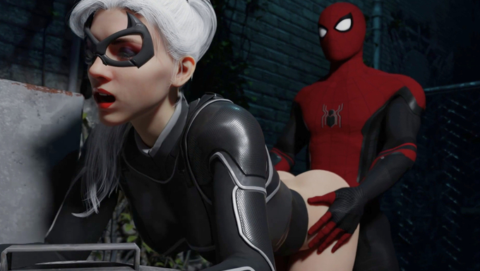 Black Cat Gets Her Ass Screwed In An Alley By Spider-Man