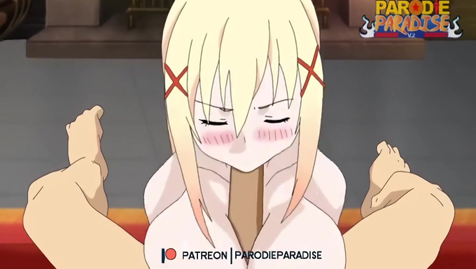 Darkness Gets Plowed By Kazuma Satou Before Being Showered With Cum