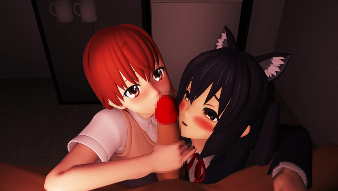 Mikoto Misaka And Delta Double Blowjob A Cock