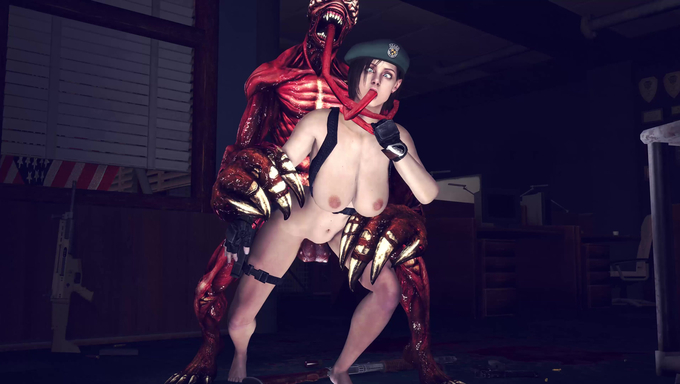 A Monster Prepares Jill Valentine’s Pussy For More Monster Cocks