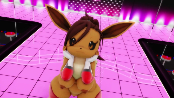 Eevee's Big Tits Bounce As She Dances