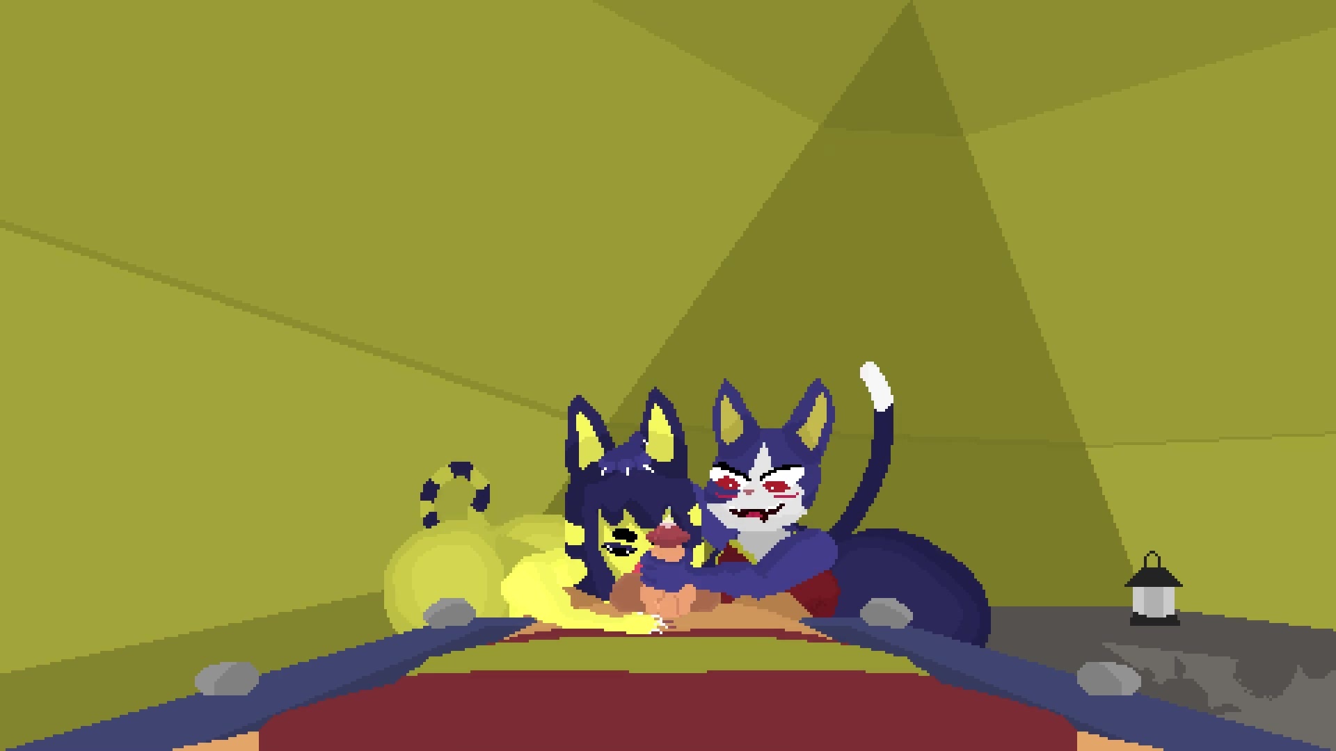Ankha And Clover Satisfy A Human Cock In A Threesome