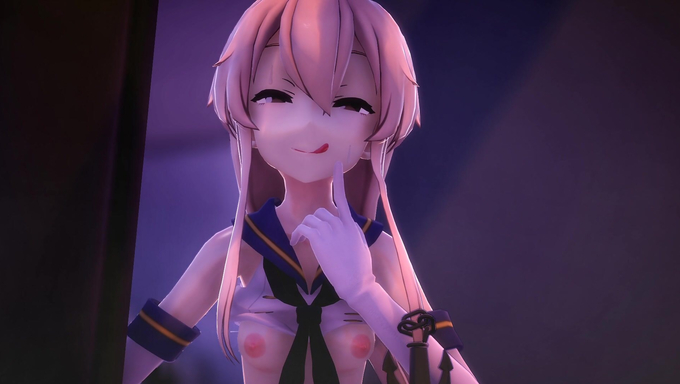 Shimakaze Catches Someone Masturbating In The Toilet And Helps Him Finish