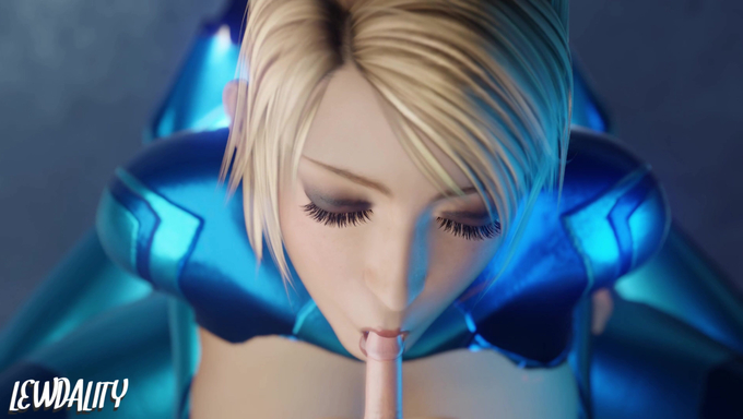Samus Aran Blows Her BF’s Small Dick While On Her Knees