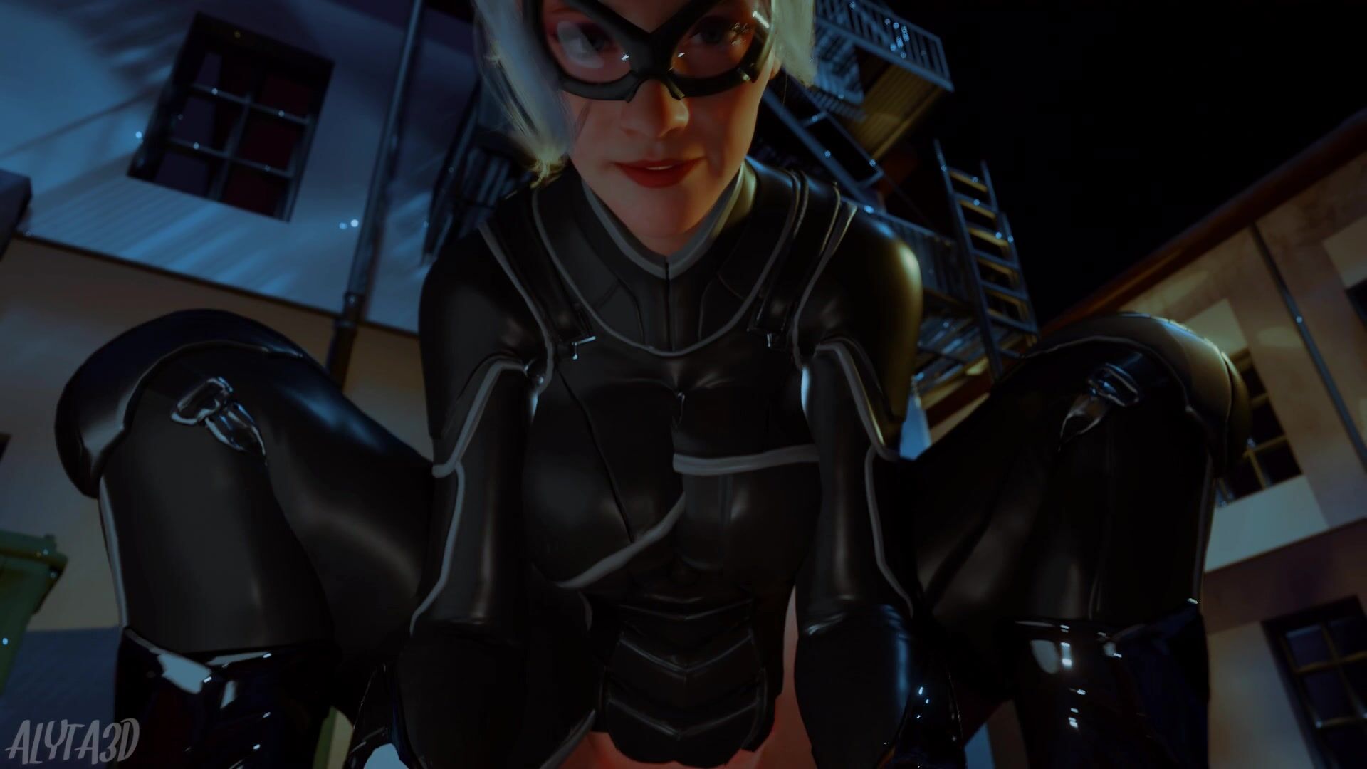 Black Cat Meets Up With A Guy In An Alley And Bounces On His Dick
