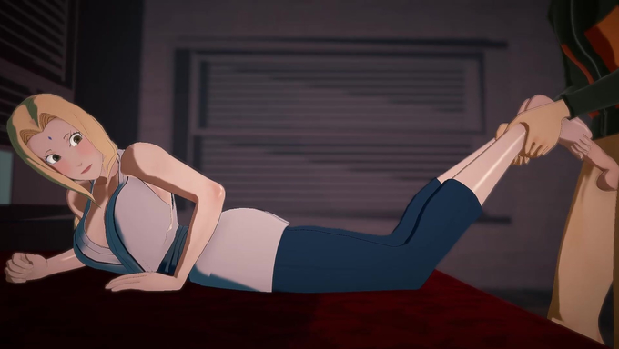 Naruto Uzumaki Pleasures Himself Using Drunk Tsunade Senju’s Feet