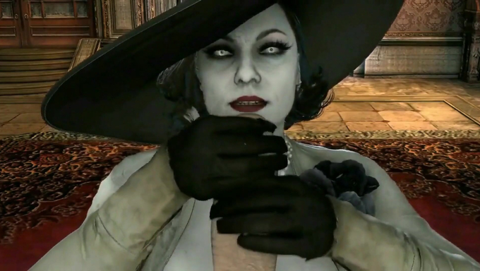 Giantess Lady Dimitrescu Worships A Big White Cock