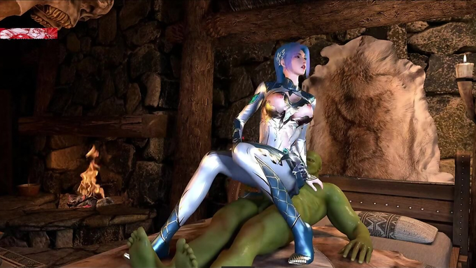 Wang Qiu’er Gets Fucked Roughly By A Green Monster Cock