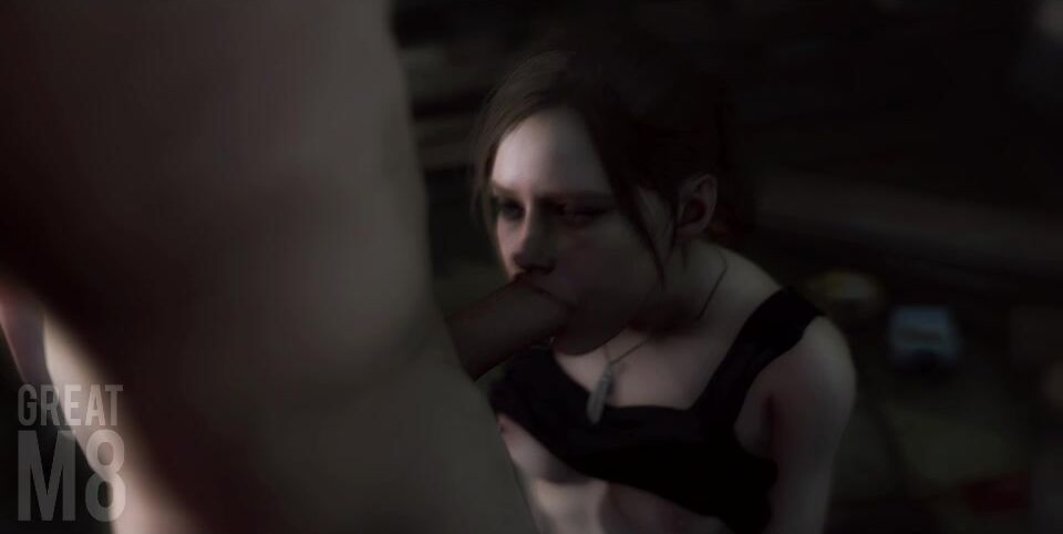Claire Redfield Kneels And Makes Her BF Cum Using Her Mouth