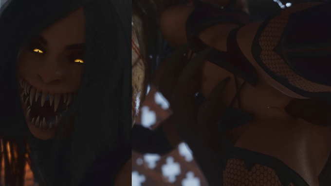 Busty Monster Babe Gets Impregnated By A Scary Monster