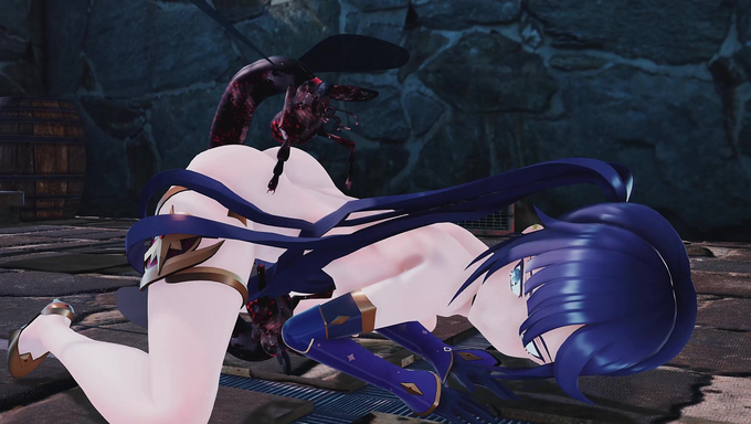 Mona Megistus Gets Double Penetrated And Creampied By Two Monster Insects