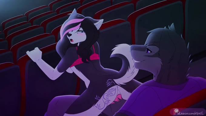 Busty Wolf Babe Rides Her Boyfriend's Cock In The Cinema