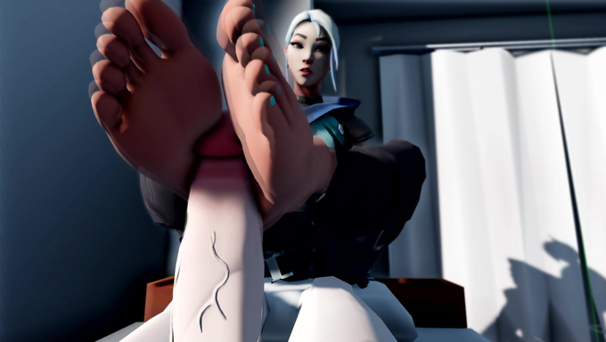 Jett Defeats Her Enemy By Making Him Cum In A Hot Footjob